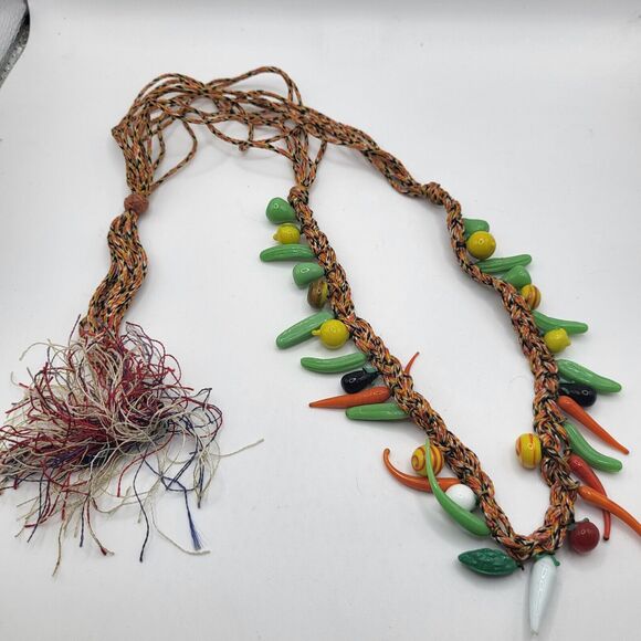 Glass Pendant Necklace Vegetables 32in - Picture 6 of 6